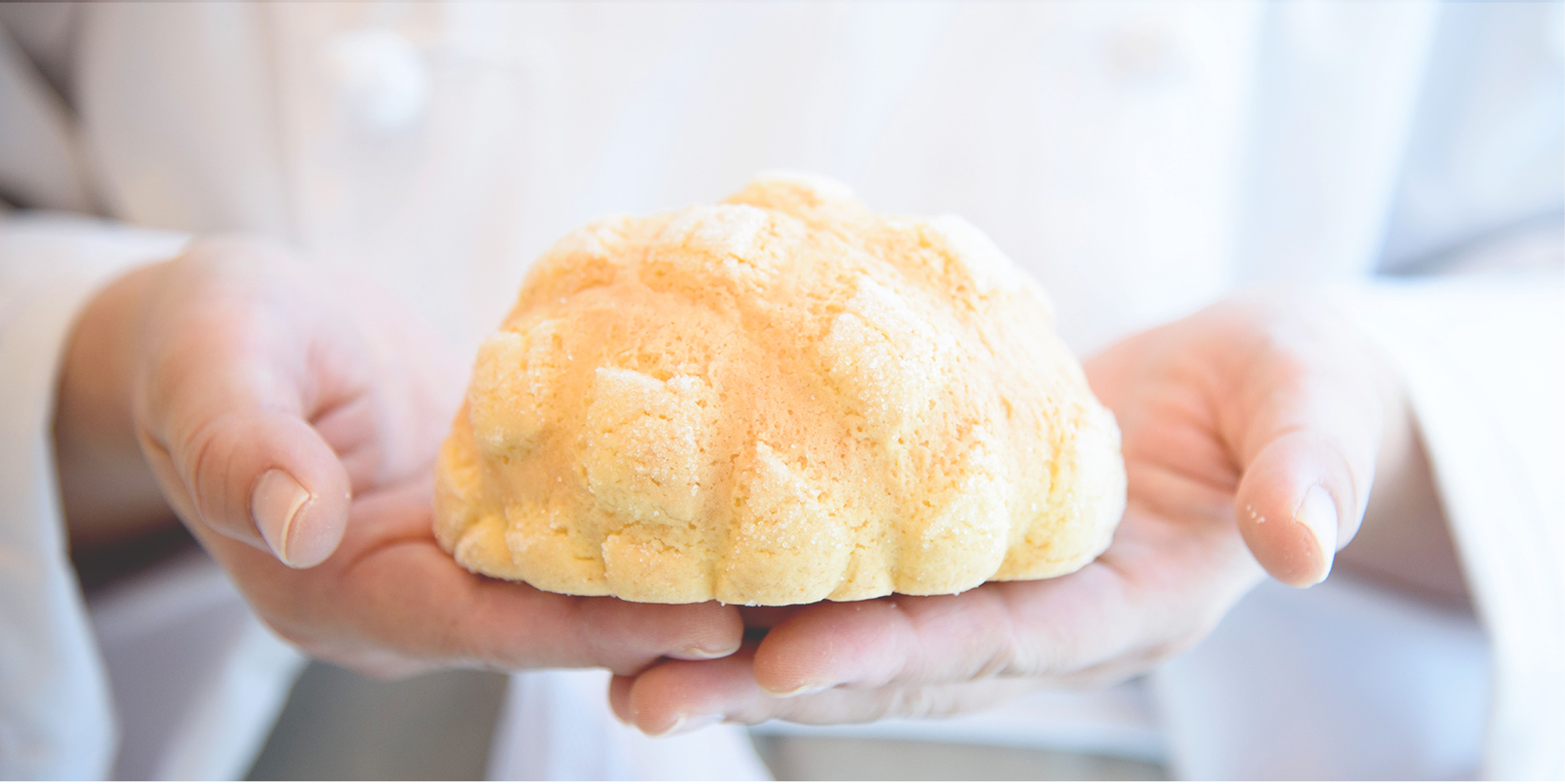 メロンパンを持っている写真