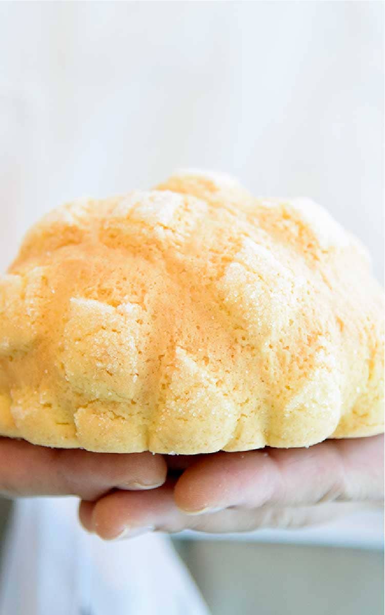 メロンパンを持っている写真